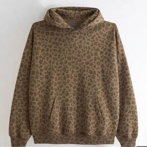 NWT ABERCROMBIE & FITCH LEOPARD CHEETAH HOODIE SWEATSHIRT TIK TOK SZ: MEDIUM